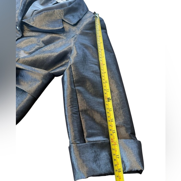 Nicolette Metallic Silver Evening Jacket Rhinestone Belt Formal Blazer 10 Medium - Picture 9 of 16